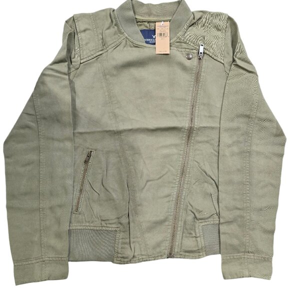 American Eagle Outfitters Jackets & Blazers - American Eagle Moto Jacket Asymmetrical Zip-Olive-NWT
